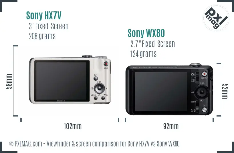 Sony HX7V vs Sony WX80 Screen and Viewfinder comparison