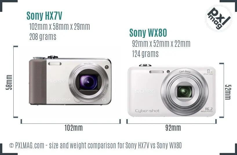 Sony HX7V vs Sony WX80 size comparison