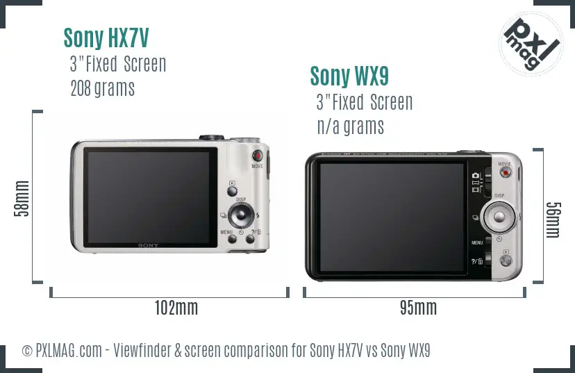 Sony HX7V vs Sony WX9 Screen and Viewfinder comparison