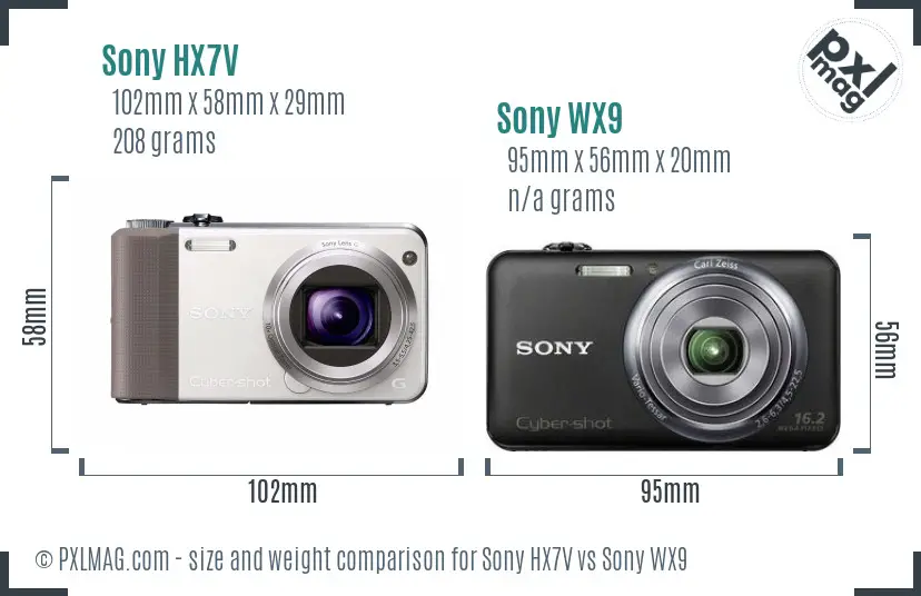Sony HX7V vs Sony WX9 size comparison
