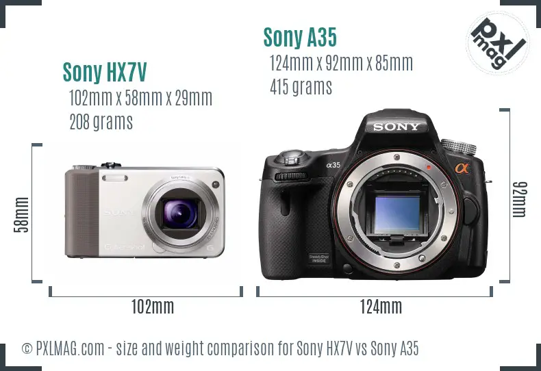 Sony HX7V vs Sony A35 size comparison