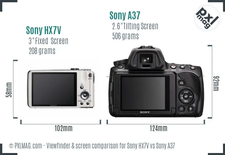 Sony HX7V vs Sony A37 Screen and Viewfinder comparison