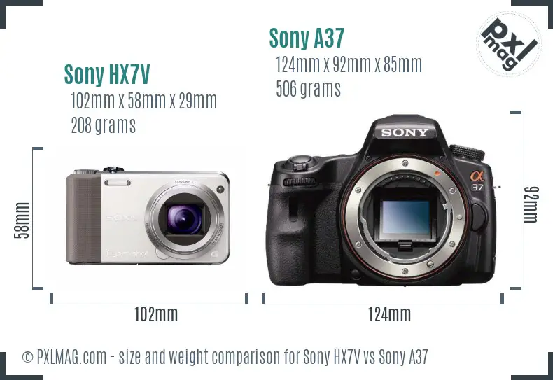 Sony HX7V vs Sony A37 size comparison