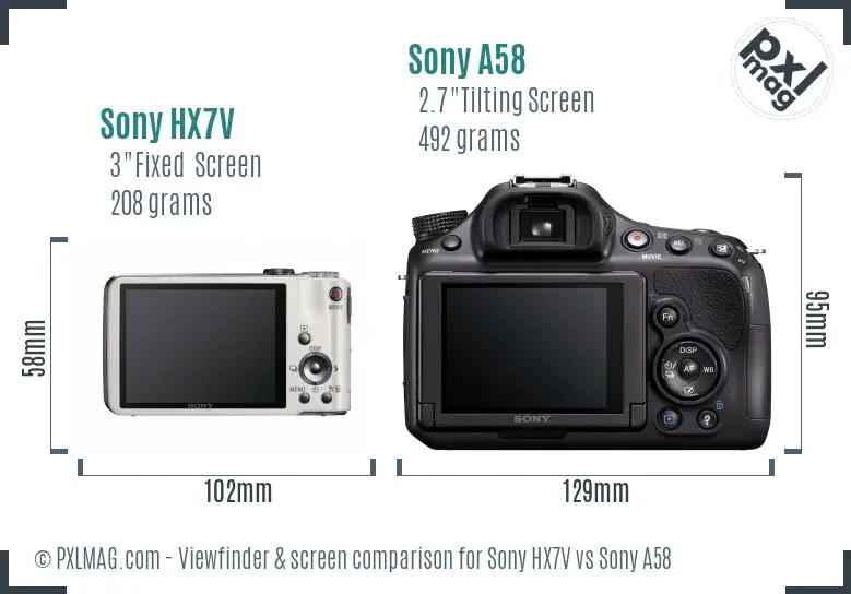 Sony HX7V vs Sony A58 Screen and Viewfinder comparison