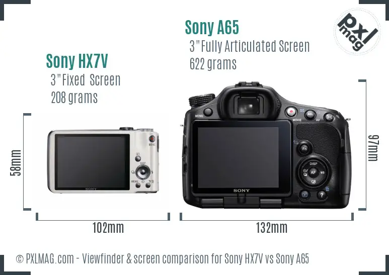 Sony HX7V vs Sony A65 Screen and Viewfinder comparison
