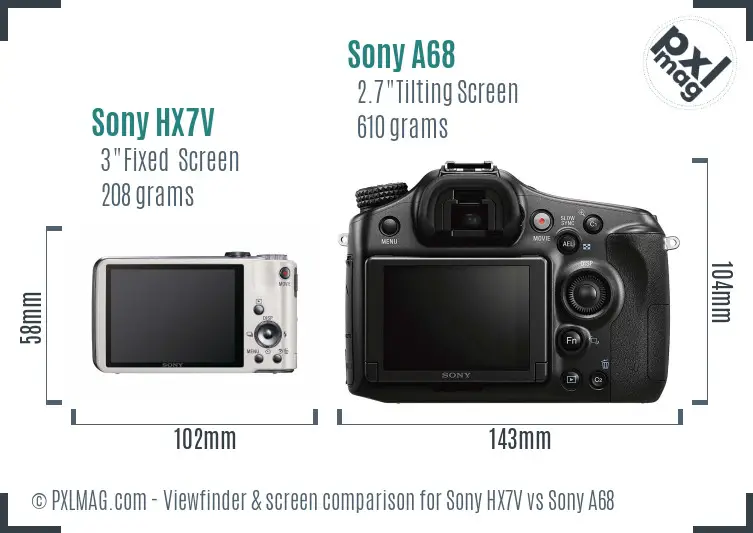 Sony HX7V vs Sony A68 Screen and Viewfinder comparison