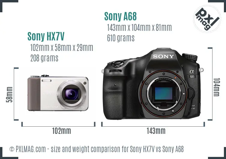 Sony HX7V vs Sony A68 size comparison
