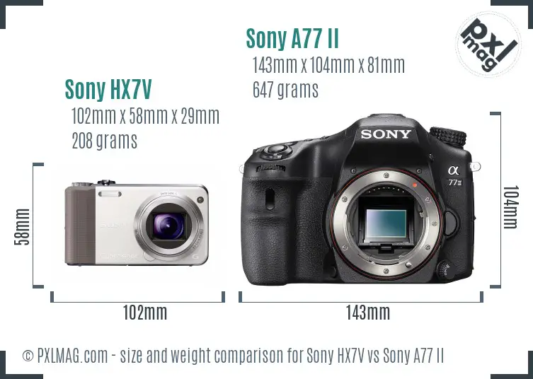 Sony HX7V vs Sony A77 II size comparison