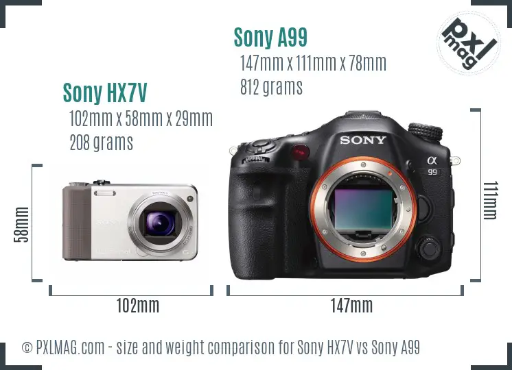 Sony HX7V vs Sony A99 size comparison