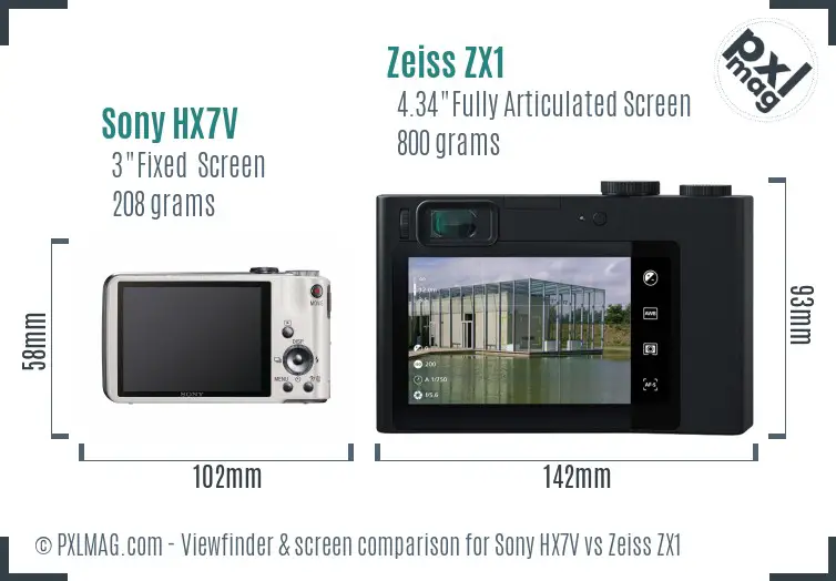 Sony HX7V vs Zeiss ZX1 Screen and Viewfinder comparison