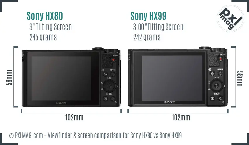 Sony HX80 vs Sony HX99 Screen and Viewfinder comparison