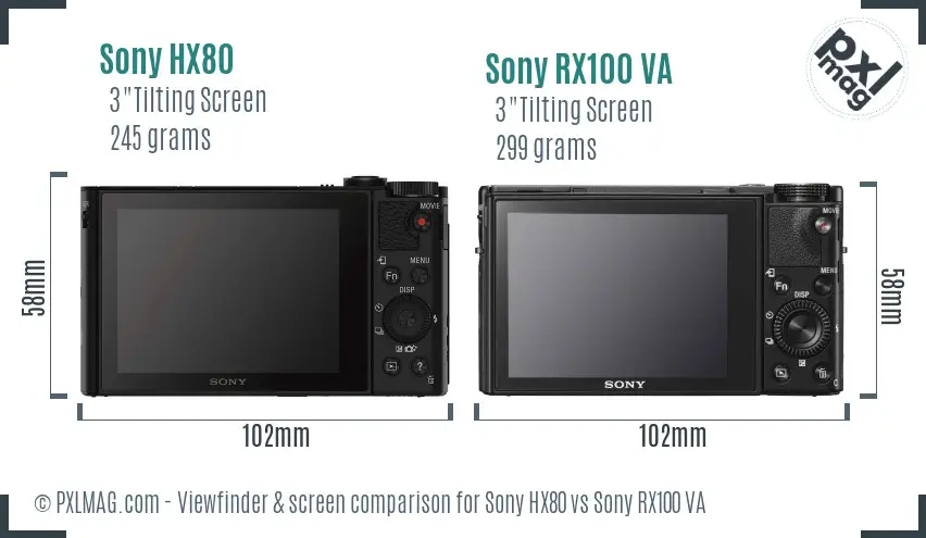 Sony HX80 vs Sony RX100 VA Screen and Viewfinder comparison
