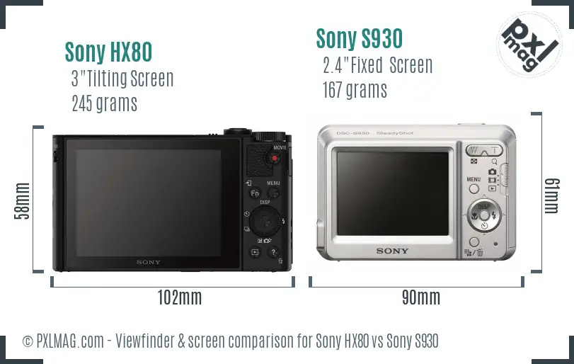 Sony HX80 vs Sony S930 Screen and Viewfinder comparison