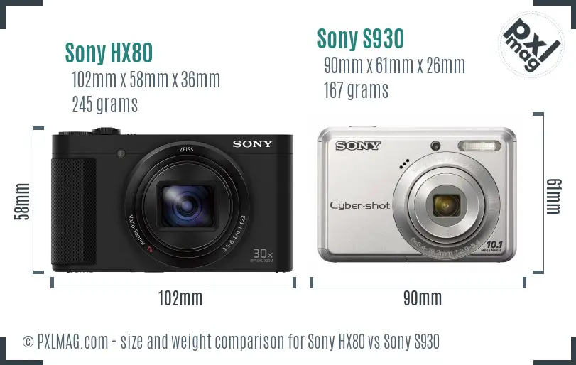 Sony HX80 vs Sony S930 size comparison