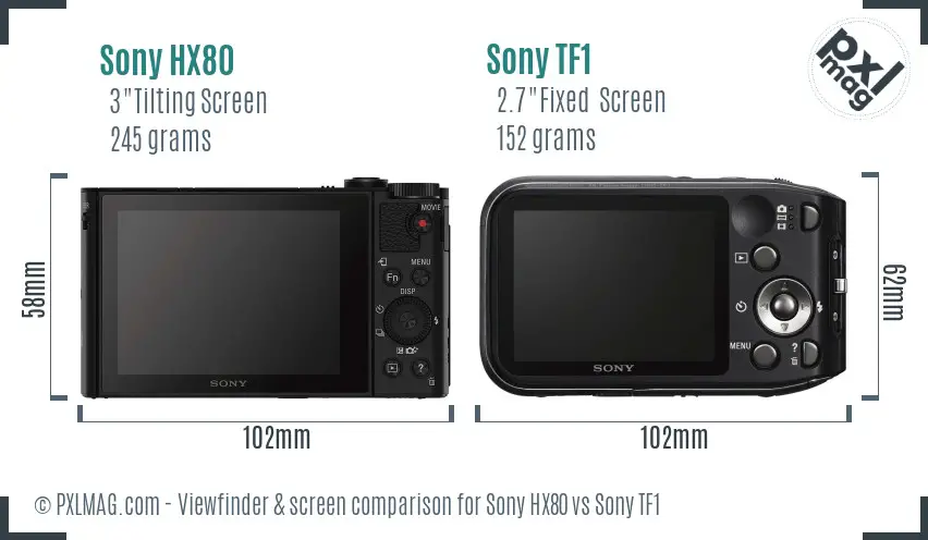 Sony HX80 vs Sony TF1 Screen and Viewfinder comparison