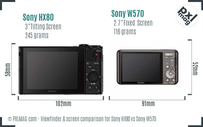 Sony HX80 vs Sony W570 Screen and Viewfinder comparison