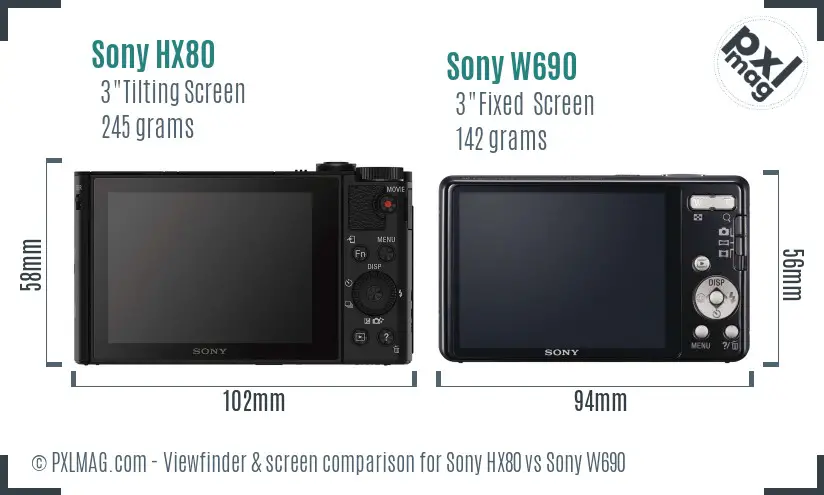 Sony HX80 vs Sony W690 Screen and Viewfinder comparison