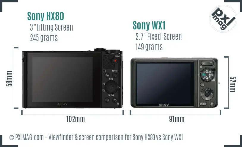 Sony HX80 vs Sony WX1 Screen and Viewfinder comparison