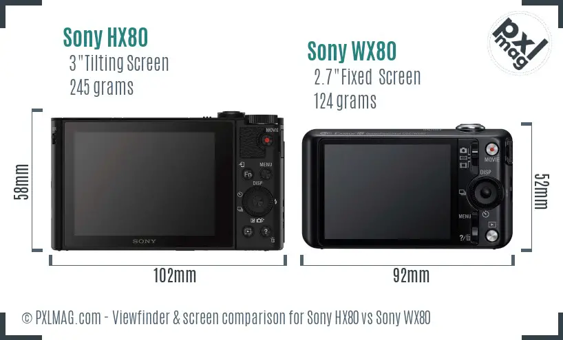 Sony HX80 vs Sony WX80 Screen and Viewfinder comparison