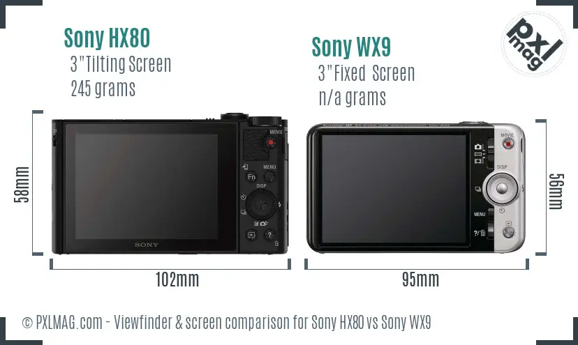 Sony HX80 vs Sony WX9 Screen and Viewfinder comparison