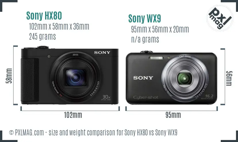 Sony HX80 vs Sony WX9 size comparison