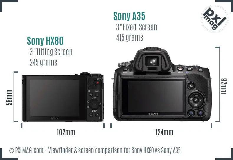 Sony HX80 vs Sony A35 Screen and Viewfinder comparison