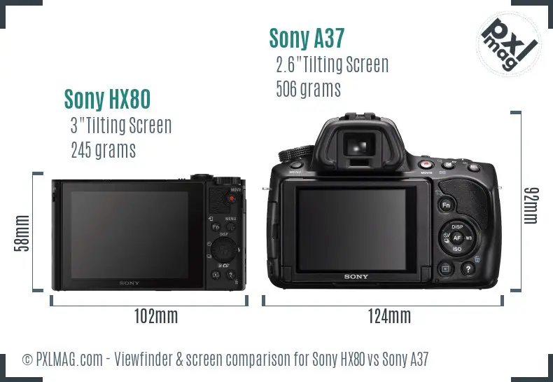 Sony HX80 vs Sony A37 Screen and Viewfinder comparison