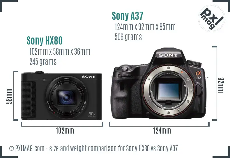 Sony HX80 vs Sony A37 size comparison