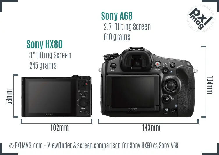 Sony HX80 vs Sony A68 Screen and Viewfinder comparison