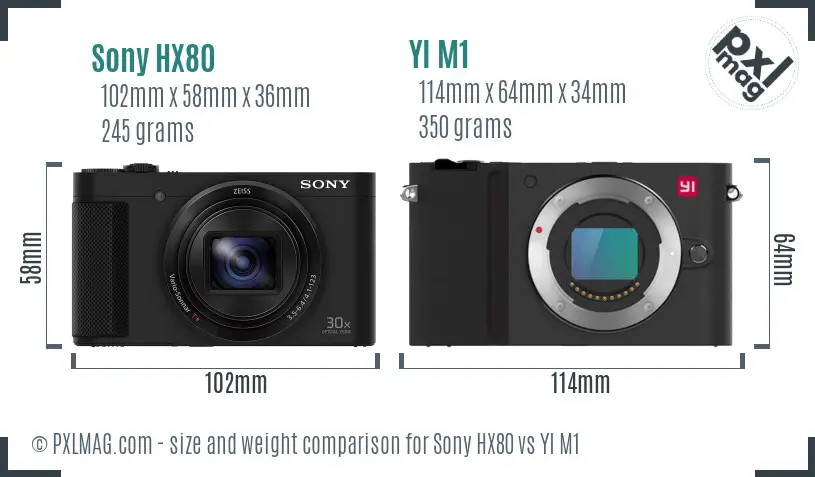 Sony HX80 vs YI M1 size comparison