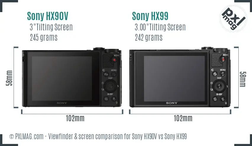 Sony HX90V vs Sony HX99 Screen and Viewfinder comparison