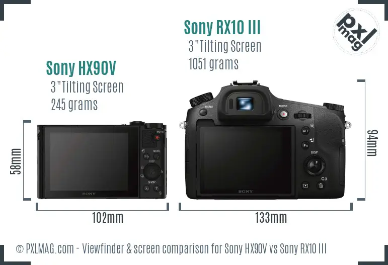 Sony HX90V vs Sony RX10 III Screen and Viewfinder comparison