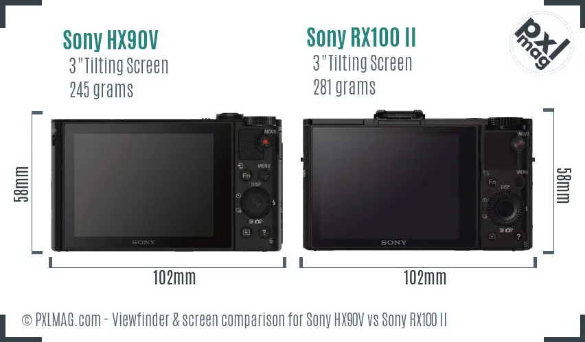 Sony HX90V vs Sony RX100 II Screen and Viewfinder comparison