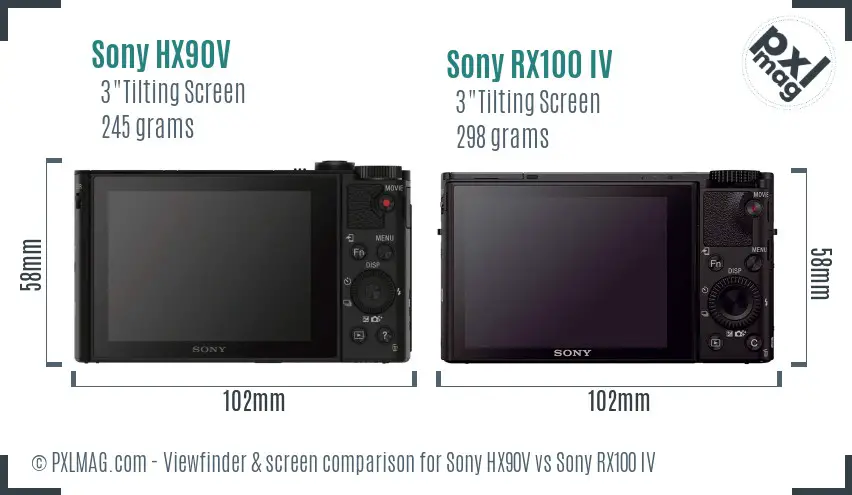 Sony HX90V vs Sony RX100 IV Screen and Viewfinder comparison