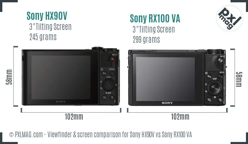 Sony HX90V vs Sony RX100 VA Screen and Viewfinder comparison