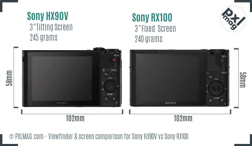 Sony HX90V vs Sony RX100 Screen and Viewfinder comparison