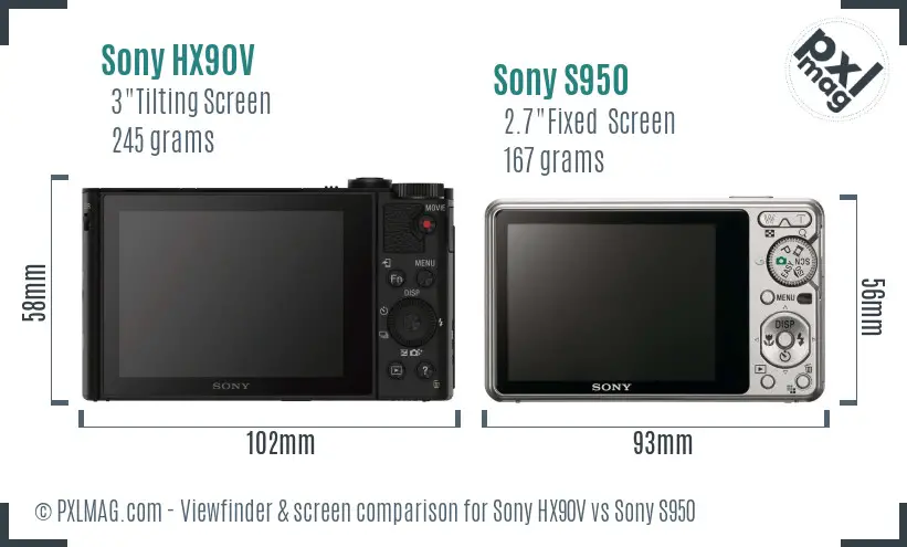 Sony HX90V vs Sony S950 Screen and Viewfinder comparison