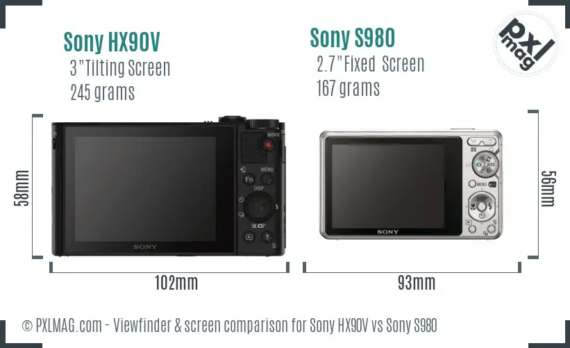 Sony HX90V vs Sony S980 Screen and Viewfinder comparison