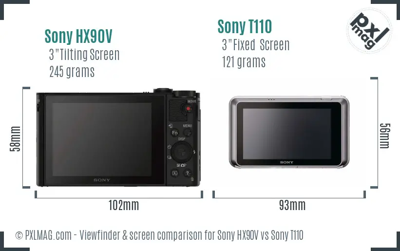 Sony HX90V vs Sony T110 Screen and Viewfinder comparison