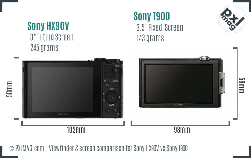 Sony HX90V vs Sony T900 Screen and Viewfinder comparison