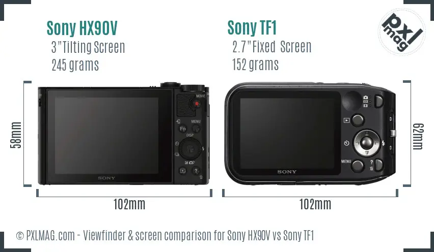 Sony HX90V vs Sony TF1 Screen and Viewfinder comparison
