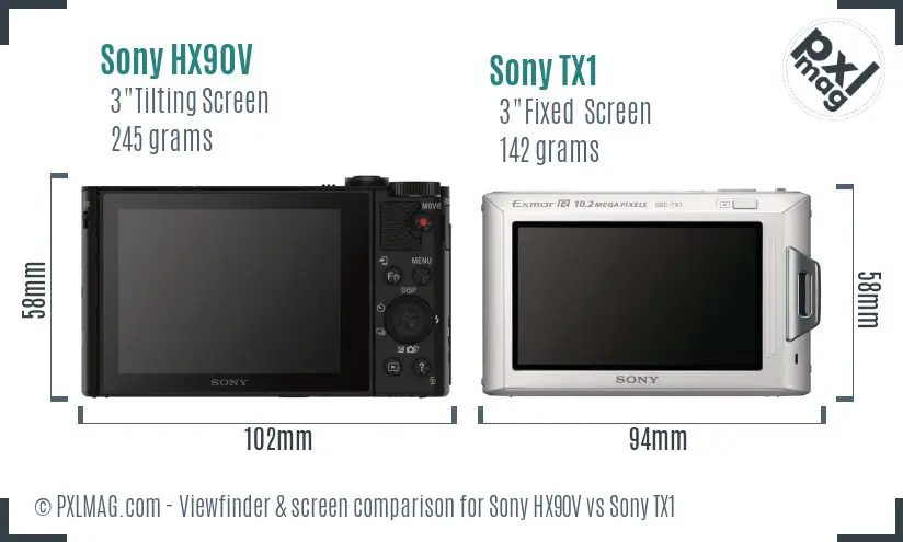 Sony HX90V vs Sony TX1 Screen and Viewfinder comparison