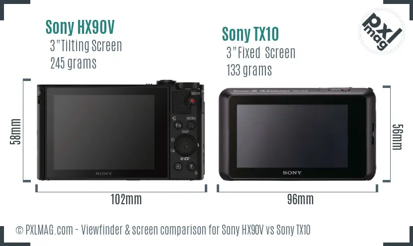 Sony HX90V vs Sony TX10 Screen and Viewfinder comparison