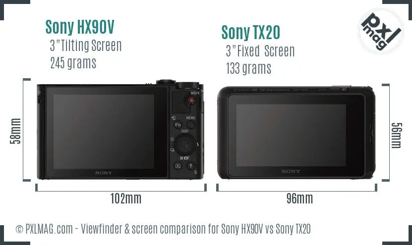 Sony HX90V vs Sony TX20 Screen and Viewfinder comparison