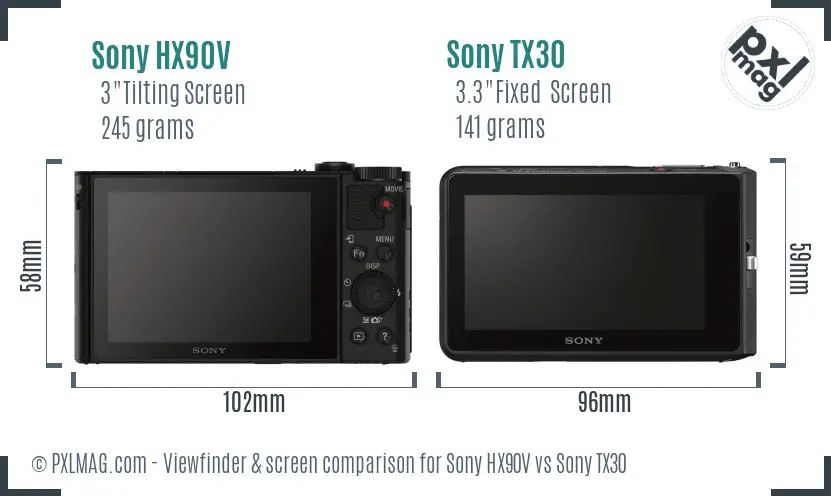 Sony HX90V vs Sony TX30 Screen and Viewfinder comparison