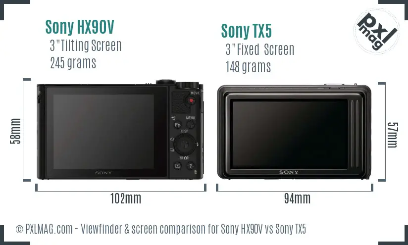 Sony HX90V vs Sony TX5 Screen and Viewfinder comparison