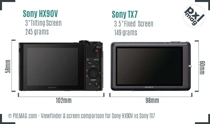 Sony HX90V vs Sony TX7 Screen and Viewfinder comparison