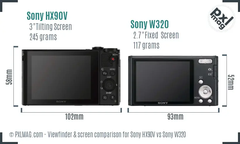 Sony HX90V vs Sony W320 Screen and Viewfinder comparison