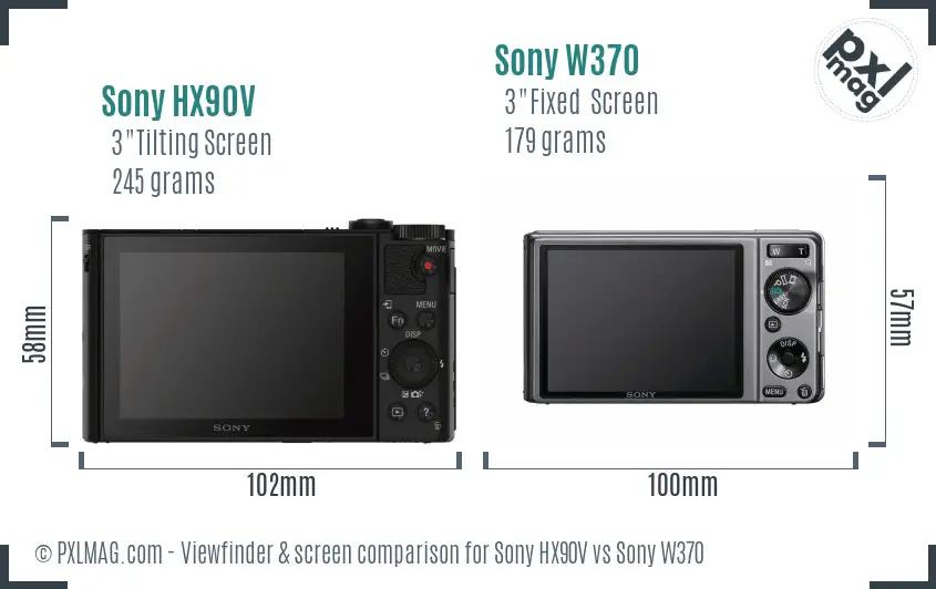 Sony HX90V vs Sony W370 Screen and Viewfinder comparison