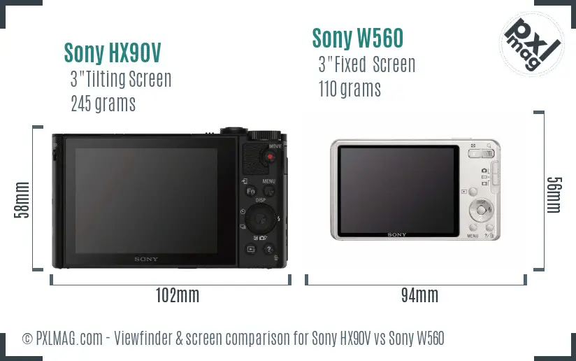 Sony HX90V vs Sony W560 Screen and Viewfinder comparison